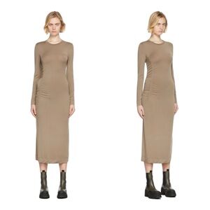 Ganni Brown Software Midi Bodycon Jersey Dress Size XS
